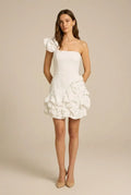 Avoria | Women’s White One Shoulder Mini Dress Party Cocktail