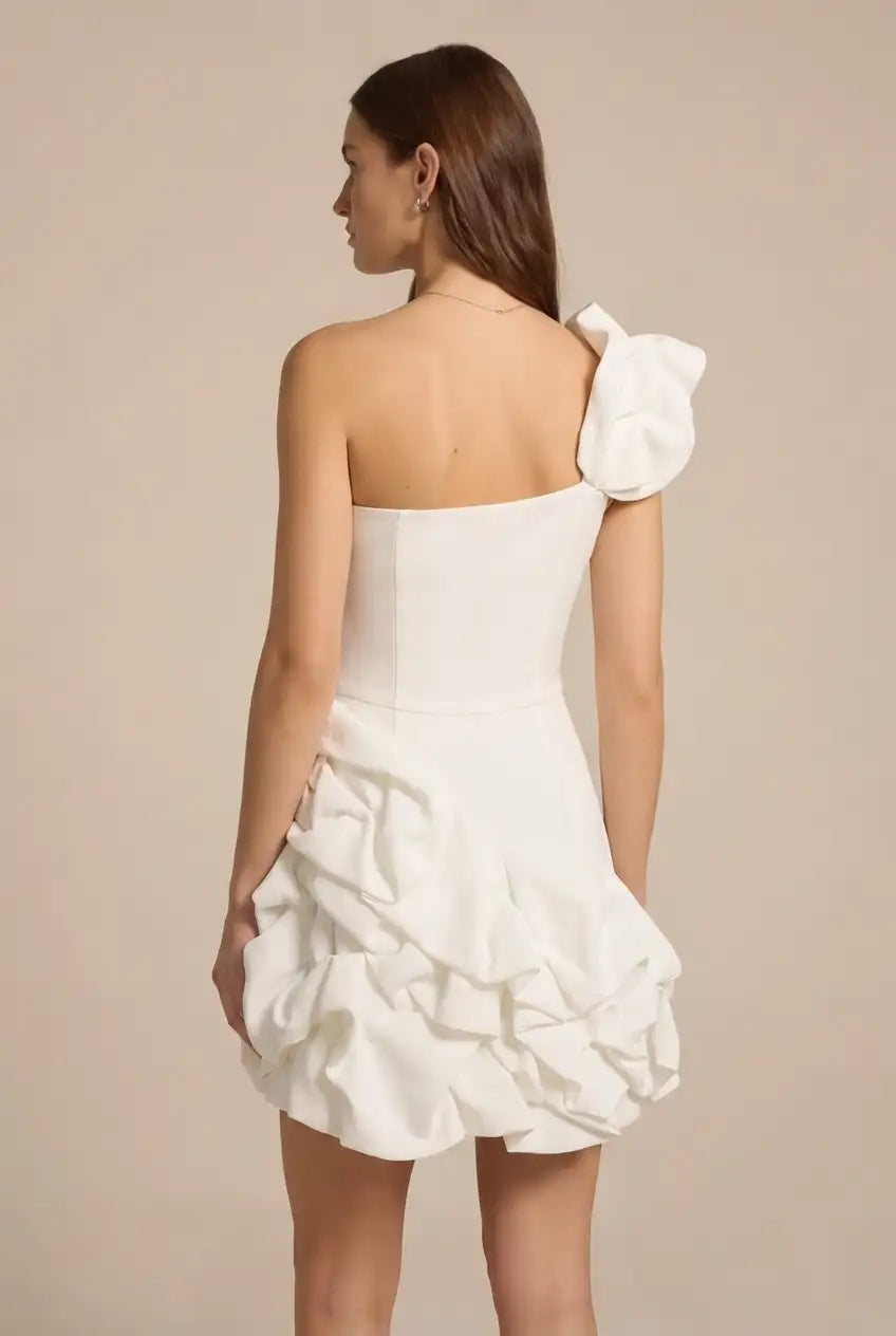 Avoria | Women’s White One Shoulder Mini Dress Party Cocktail
