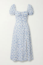 Avoria | Women’s Summer Floral Midi Dress Tie Front Slit Fit