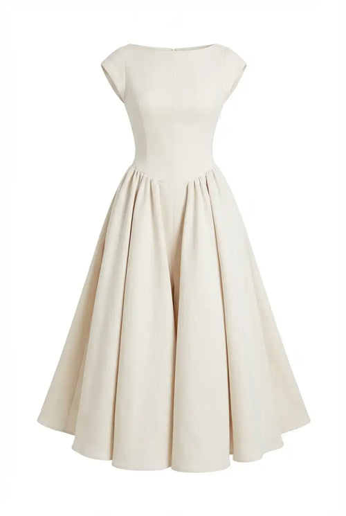 Avoria | Midi Dress Wedding Guest A-Line Cap Sleeve Elegant