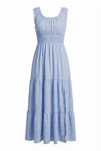 Avoria | Midi Dress Wedding Guest Pleated Square Neck Sky Blue