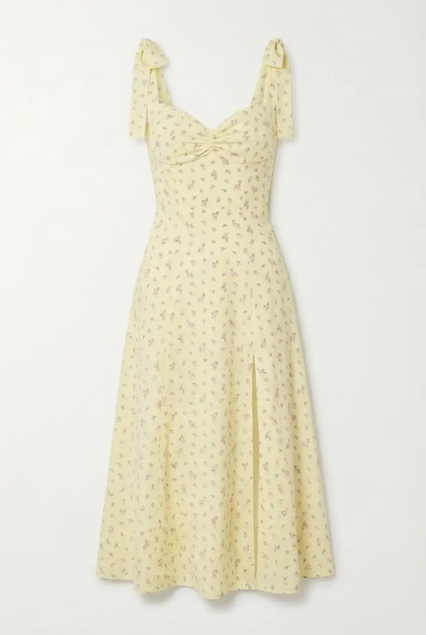 Avoria | Women’s Tie Strap Floral Midi Dress Casual Summer Fit