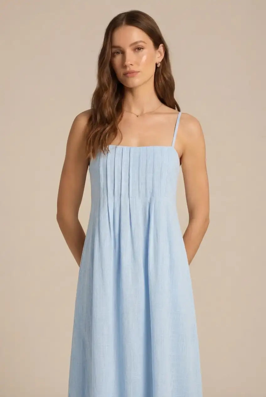 Avoria | Pleated Midi Dress Wedding Guest Elegant Summer Fit
