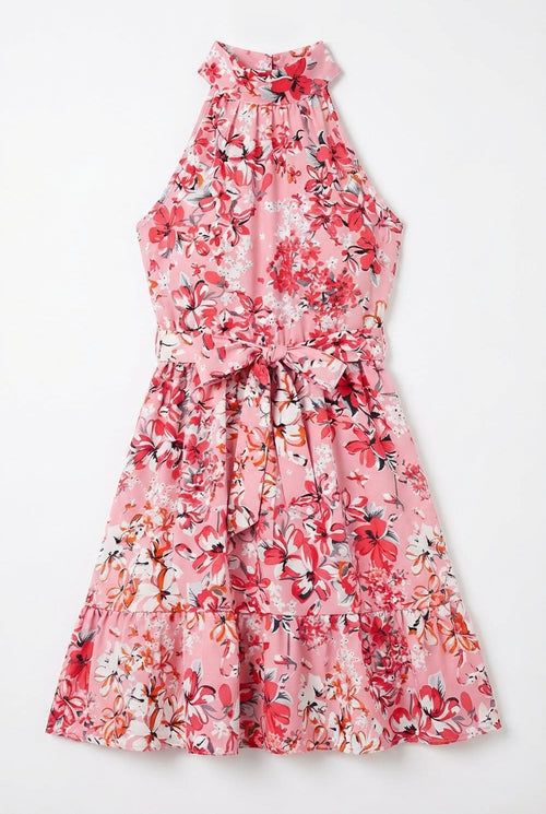 Avoria | Lightweight Floral Halter Mini Dress Women’s Summer Outfit