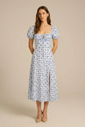 Avoria | Women’s Summer Floral Midi Dress Tie Front Slit Fit