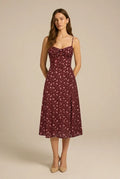 Avoria | Women’s Summer Floral Midi Dress Tie Front Slim Fit