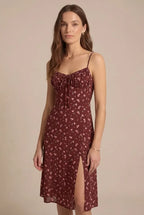 Avoria | Women’s Summer Floral Midi Dress Tie Front Slim Fit