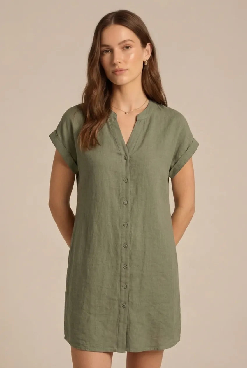 Avoria | Women’s Relaxed Fit Summer Dress Button Front Casual