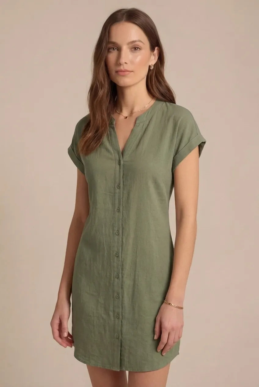 Avoria | Women’s Relaxed Fit Summer Dress Button Front Casual