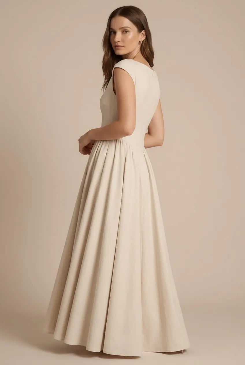 Avoria | Midi Dress Wedding Guest A-Line Cap Sleeve Elegant