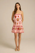 Avoria | Women's Pink Printed Summer Mini Dress for Vacation Wear