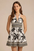 Avoria | Tropical Vacation Halter Dress for Women Summer Mini