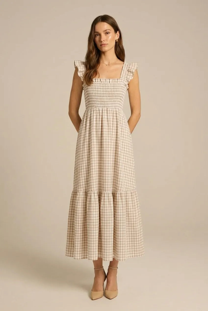 Avoria | Women’s Plaid Summer Maxi Dress Breathable Casual Fit