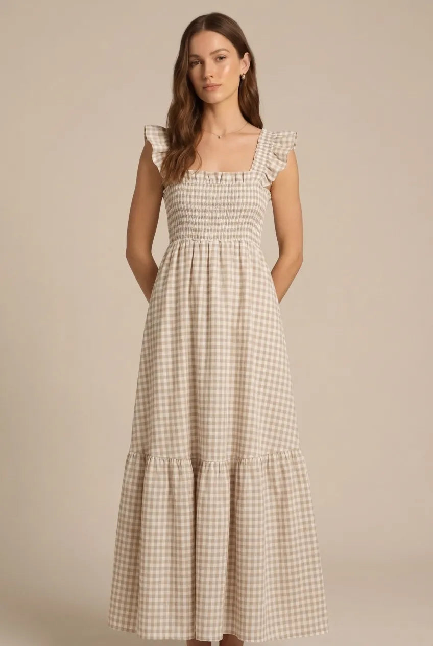 Avoria | Women’s Plaid Summer Maxi Dress Breathable Casual Fit