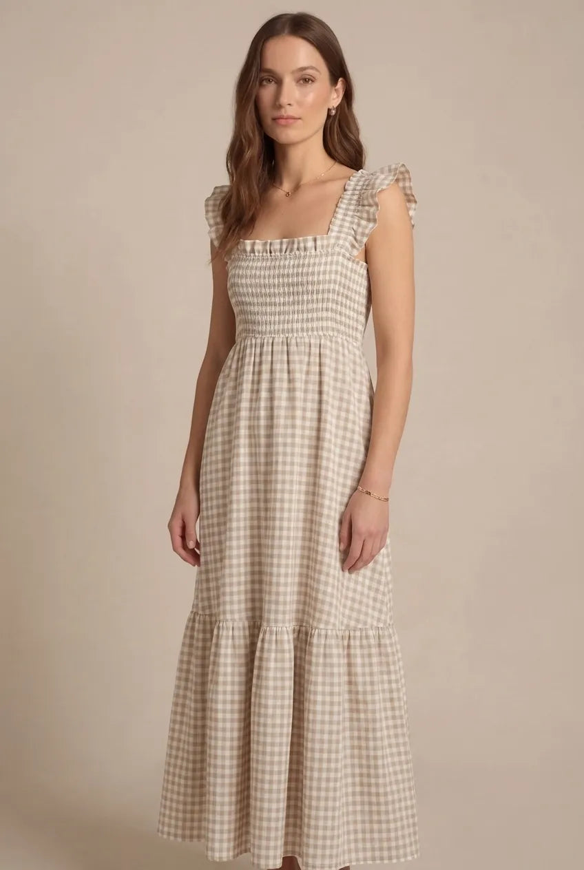 Avoria | Women’s Plaid Summer Maxi Dress Breathable Casual Fit