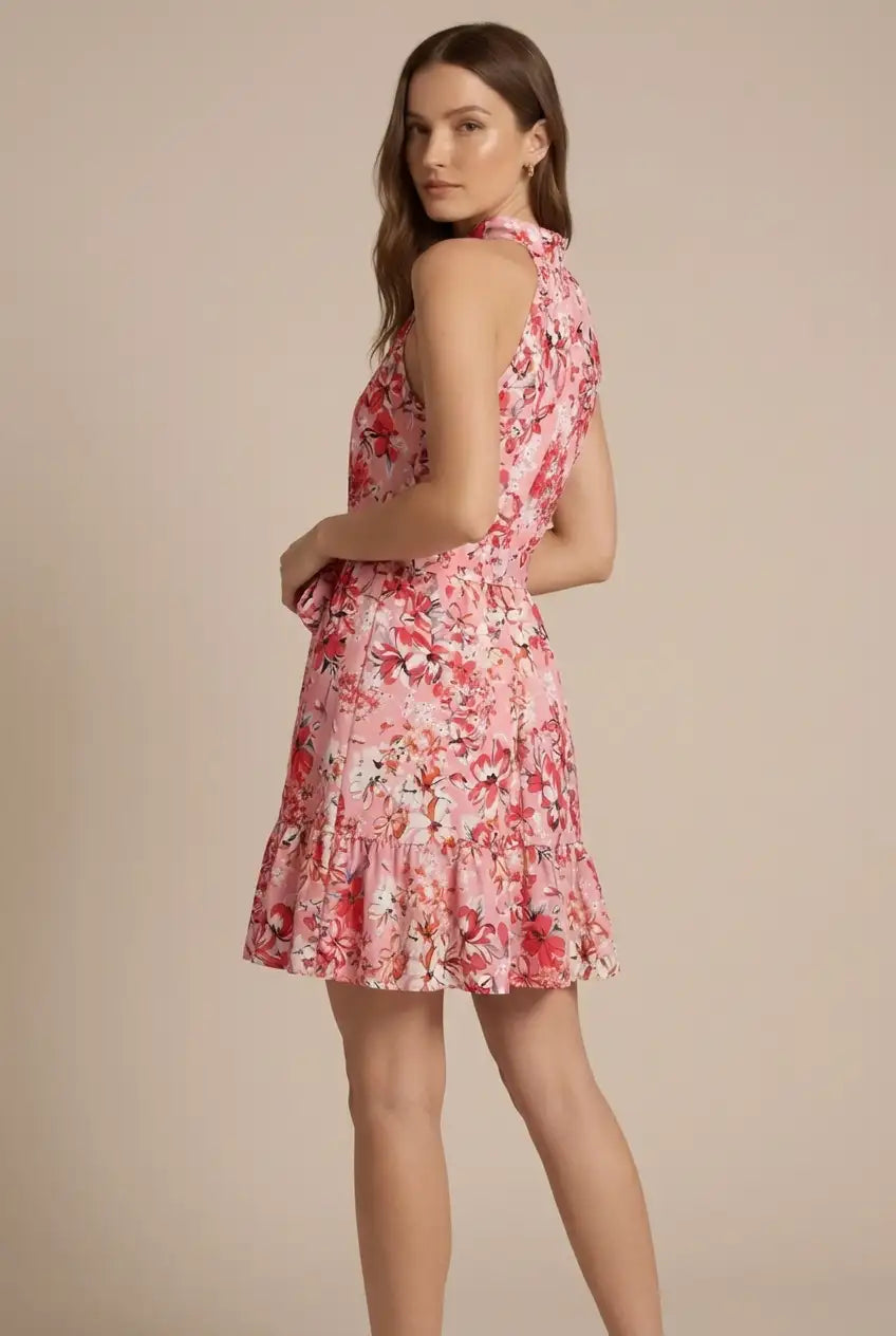 Avoria | Lightweight Floral Halter Mini Dress Women’s Summer Outfit